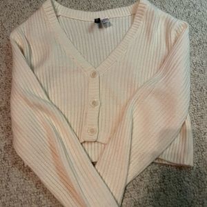 cropped white button up sweater